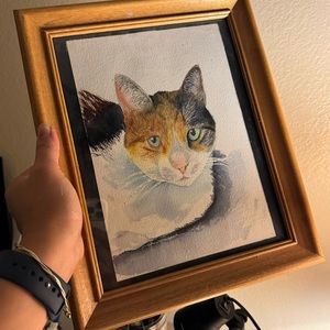 Original watercolor painting calico cat